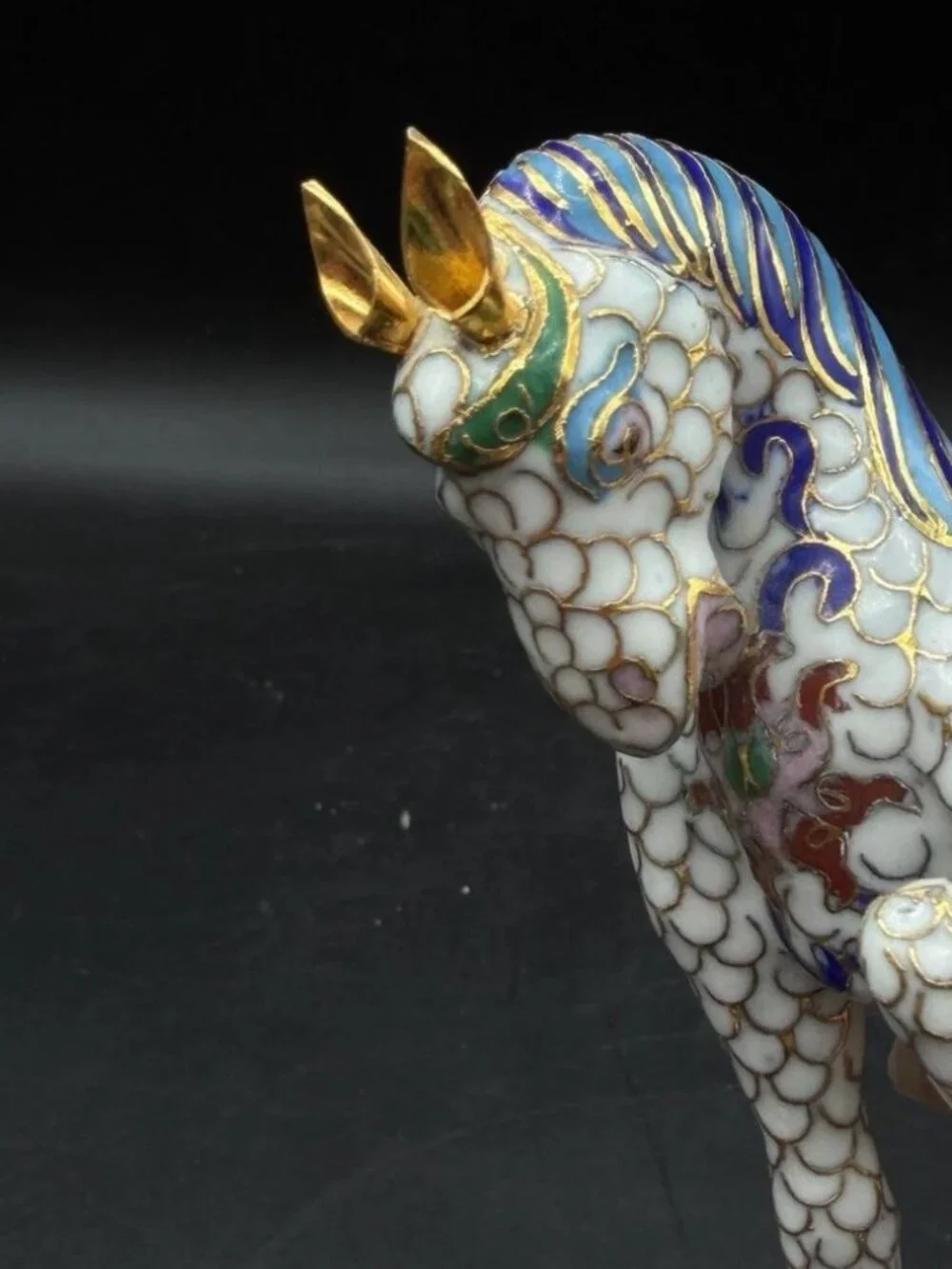 Traditional Brass Enamel Cloisonne Horse Figurine Multicolor